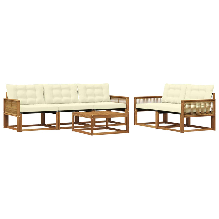 Set de canapele de exterior cu pernă 6 pcs Natural și Crem WALTI