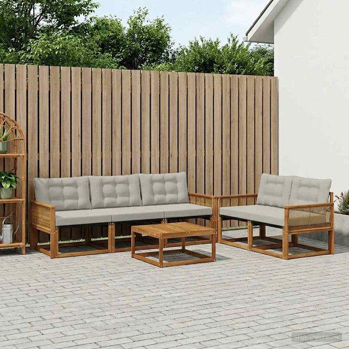 Set de canapele de exterior 6 pcs Natural și gri deschis WALTI