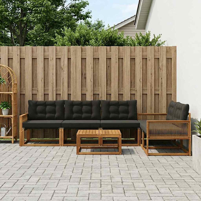 Set de canapele de exterior cu pernă 6 pcs Natural și Negru WALTI