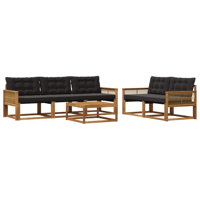 Set de canapele de exterior cu pernă 6 pcs Natural și Negru WALTI