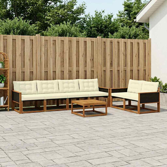 Set de canapele de exterior cu pernă 7 pcs Natural și Crem WALTI