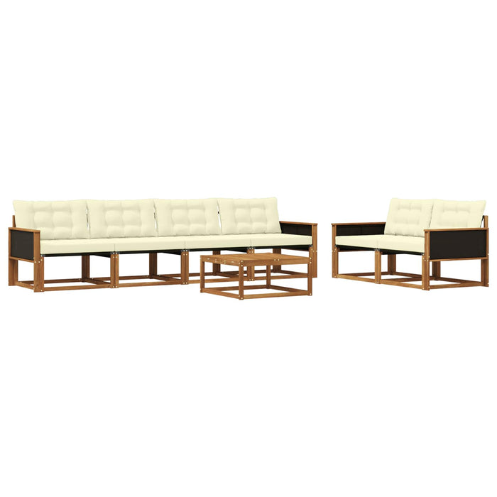 Set de canapele de exterior cu pernă 7 pcs Natural și Crem WALTI