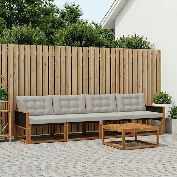 Set de canapele de exterior 7 pcs Natural și gri deschis WALTI