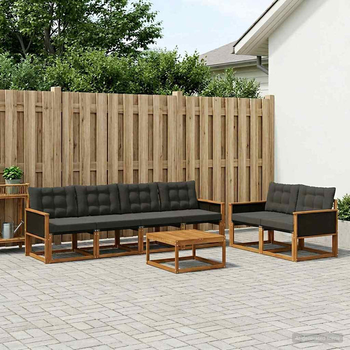 Set de canapele de exterior cu pernă 7 pcs Natural și Negru WALTI
