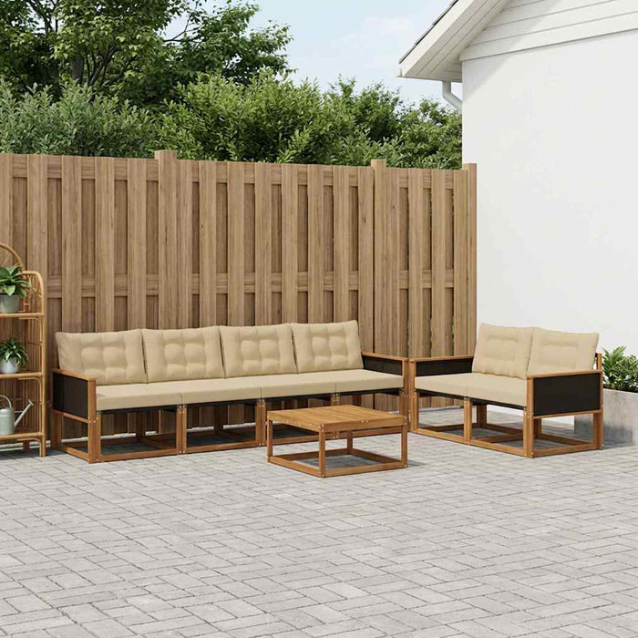 Set de canapele de exterior cu pernă 7 pcs Natural și Bej WALTI