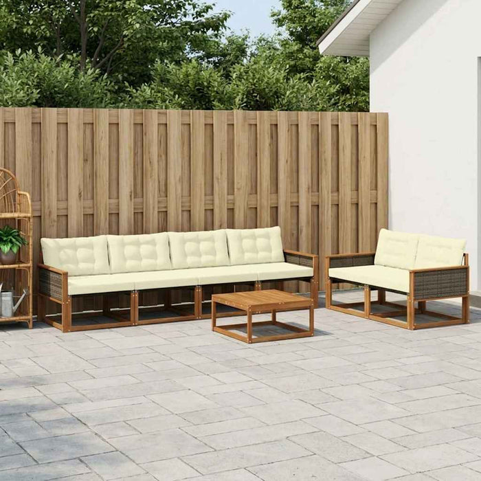 Set de canapele de exterior cu pernă 7 pcs Natural și Crem WALTI
