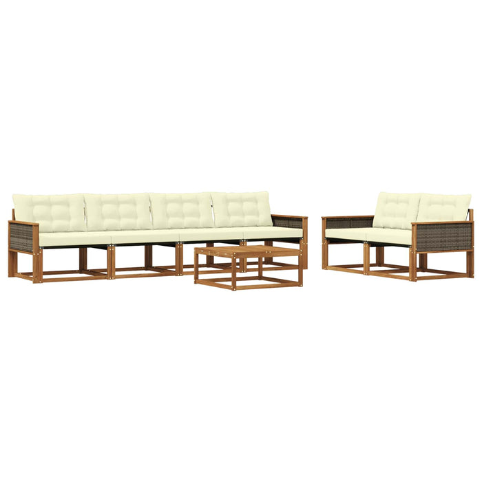 Set de canapele de exterior cu pernă 7 pcs Natural și Crem WALTI