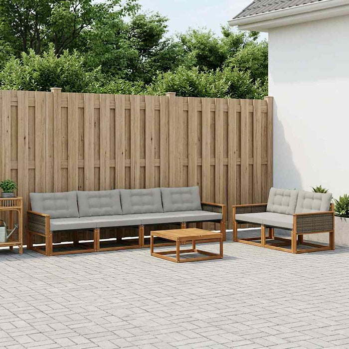 Set de canapele de exterior 7 pcs Natural și gri deschis WALTI