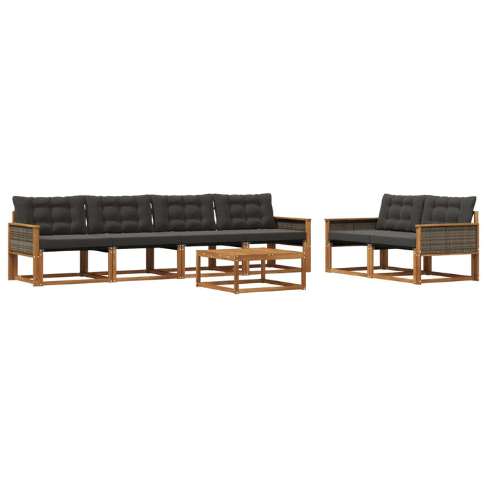Set de canapele de exterior cu pernă 7 pcs Natural și Negru WALTI
