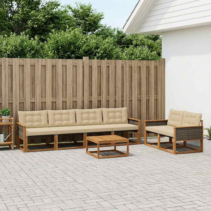 Set de canapele de exterior cu pernă 7 pcs Natural și Bej WALTI