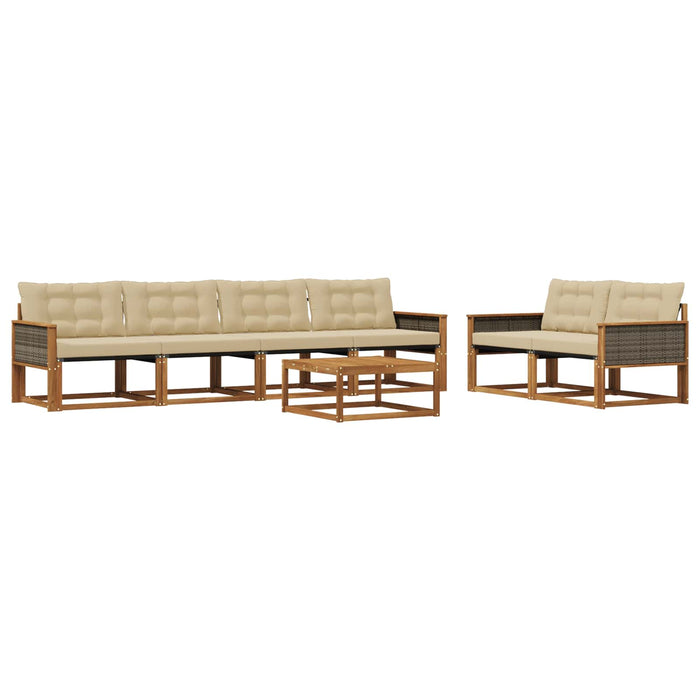 Set de canapele de exterior cu pernă 7 pcs Natural și Bej WALTI