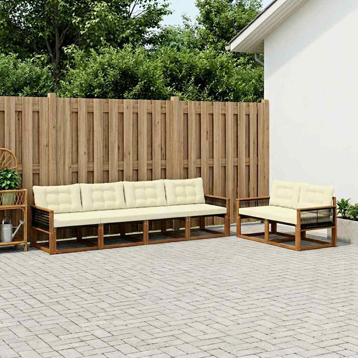 Set de canapele de exterior cu pernă 7 pcs Natural și Crem WALTI