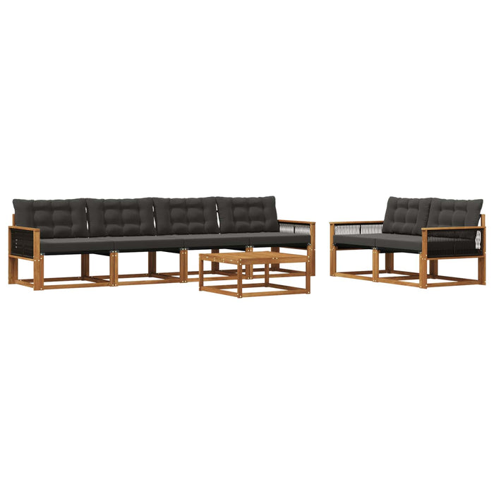 Set de canapele de exterior cu pernă 7 pcs Natural și Negru WALTI