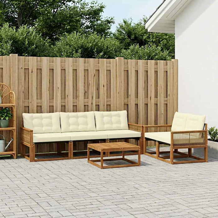 Set de canapele de exterior cu pernă 7 pcs Natural și Crem WALTI