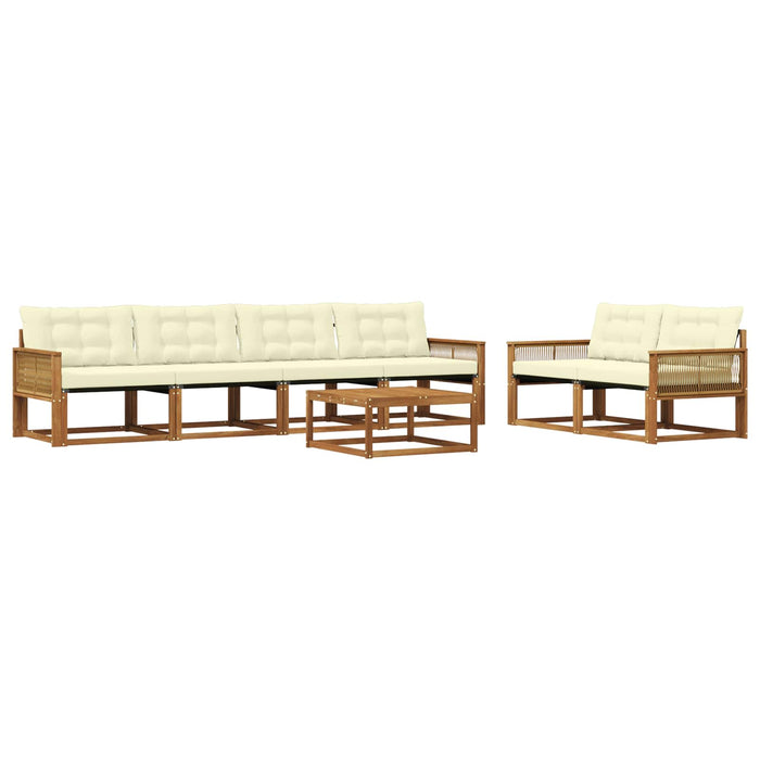 Set de canapele de exterior cu pernă 7 pcs Natural și Crem WALTI