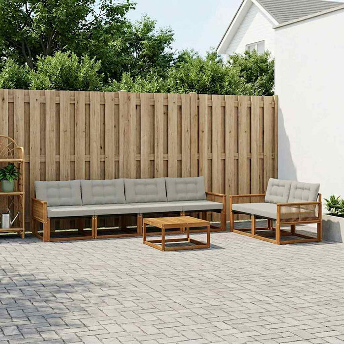 Set de canapele de exterior 7 pcs Natural și gri deschis WALTI