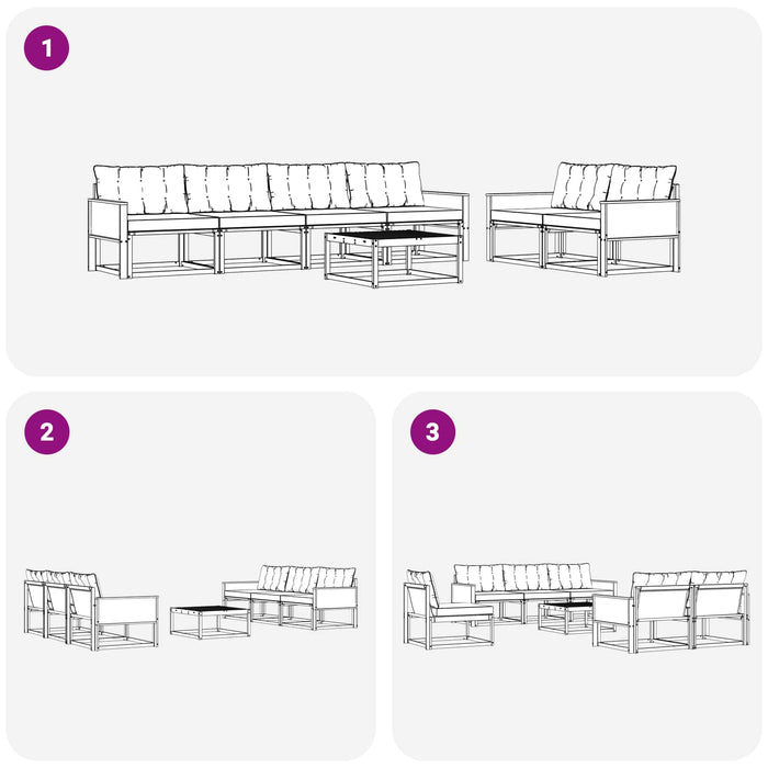 Set de canapele de exterior cu pernă 7 pcs Natural și Bej WALTI
