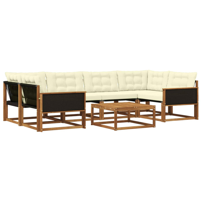 Set de canapele de exterior cu pernă 7 pcs Natural și Crem WALTI