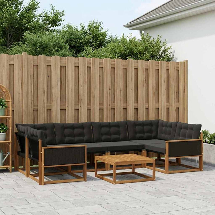 Set de canapele de exterior cu pernă 7 pcs Natural și Negru WALTI