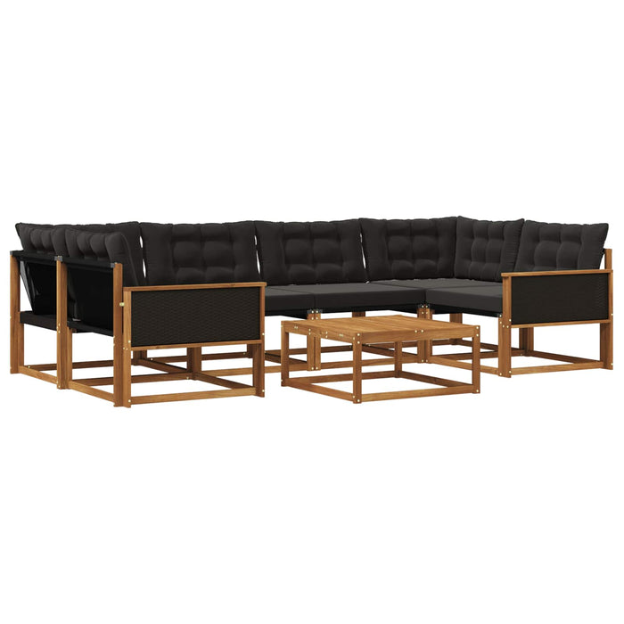 Set de canapele de exterior cu pernă 7 pcs Natural și Negru WALTI