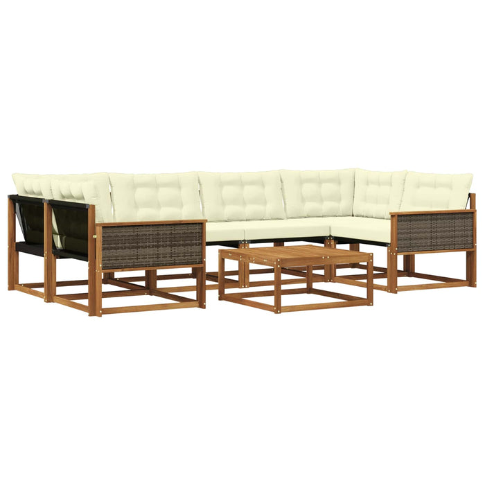 Set de canapele de exterior cu pernă 7 pcs Natural și Crem WALTI