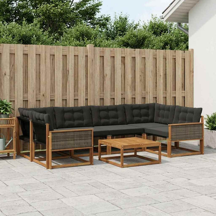 Set de canapele de exterior cu pernă 7 pcs Natural și Negru WALTI