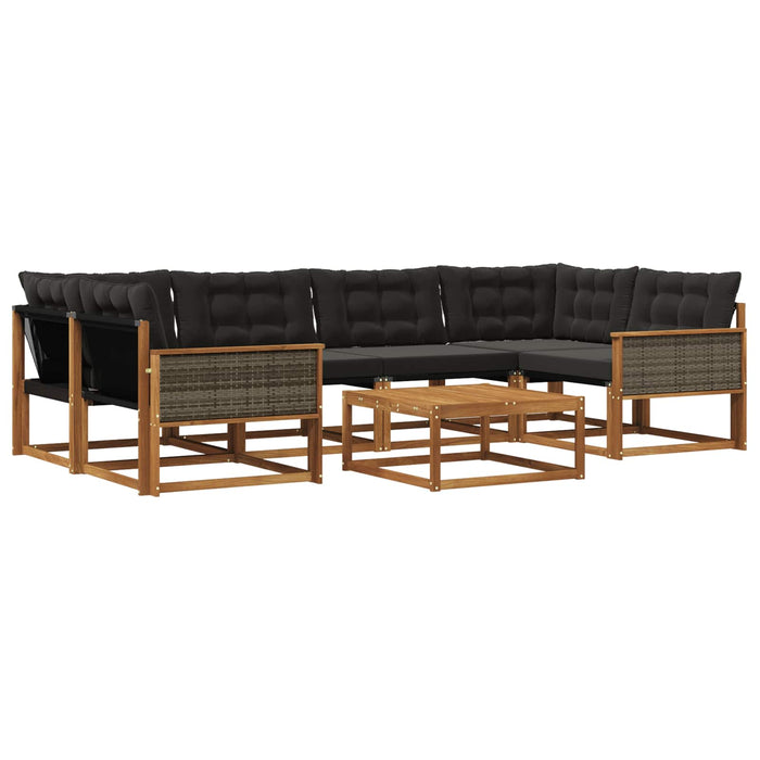 Set de canapele de exterior cu pernă 7 pcs Natural și Negru WALTI