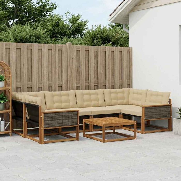 Set de canapele de exterior cu pernă 7 pcs Natural și Bej WALTI