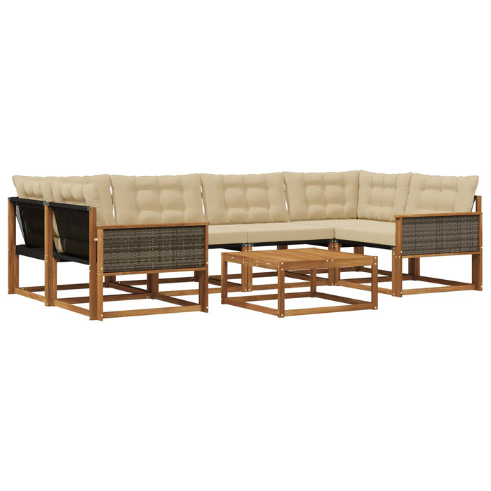Set de canapele de exterior cu pernă 7 pcs Natural și Bej WALTI