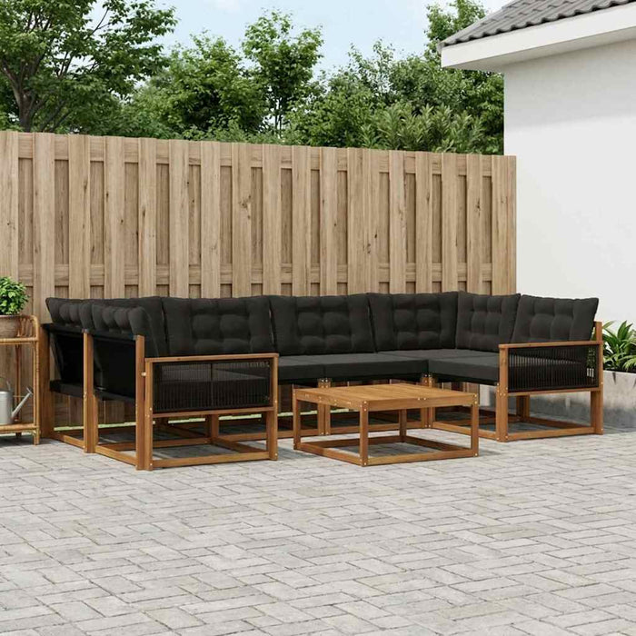 Set de canapele de exterior cu pernă 7 pcs Natural și Negru WALTI