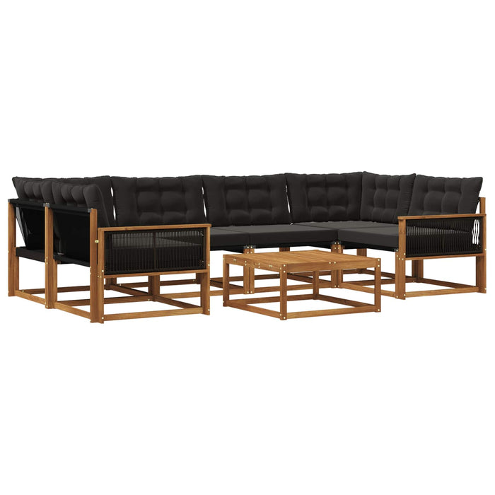 Set de canapele de exterior cu pernă 7 pcs Natural și Negru WALTI