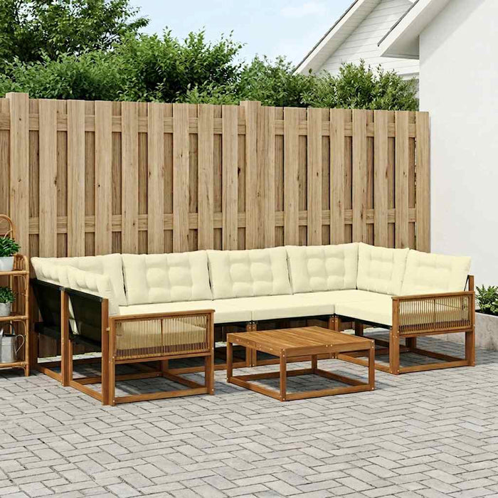 Set de canapele de exterior cu pernă 7 pcs Natural și Crem WALTI