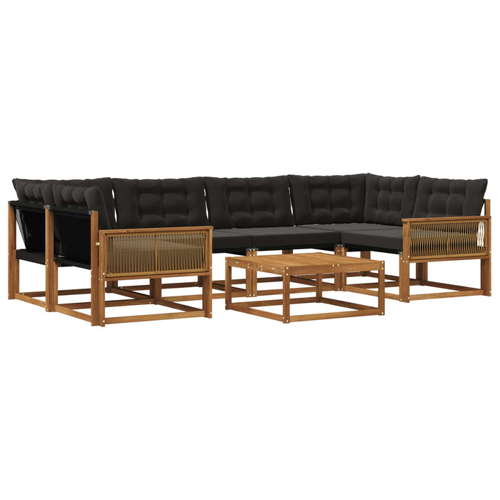 Set de canapele de exterior cu pernă 7 pcs Natural și Negru WALTI