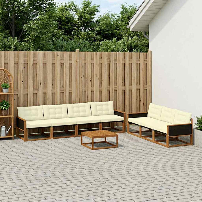 Set de canapele de exterior cu pernă 8 pcs Natural și Crem WALTI