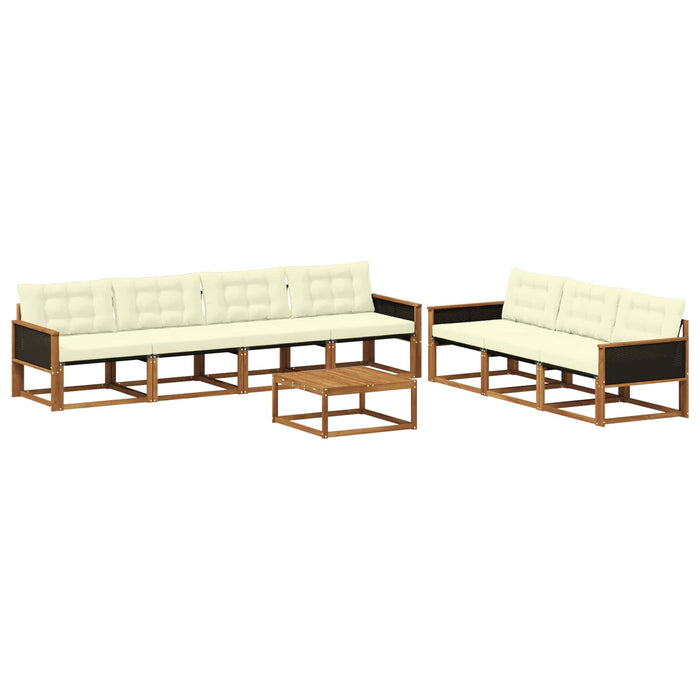 Set de canapele de exterior cu pernă 8 pcs Natural și Crem WALTI