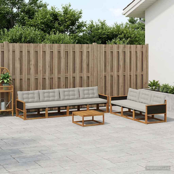Set de canapele de exterior 8 pcs Natural și gri deschis WALTI