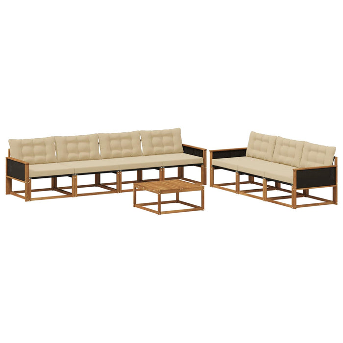 Set de canapele de exterior cu pernă 8 pcs Natural și Bej WALTI