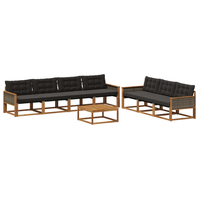 Set de canapele de exterior cu pernă 8 pcs Natural și Negru WALTI