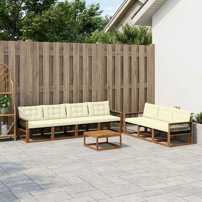Set de canapele de exterior cu pernă 8 pcs Natural și Crem WALTI