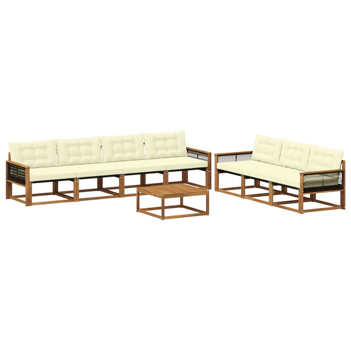 Set de canapele de exterior cu pernă 8 pcs Natural și Crem WALTI
