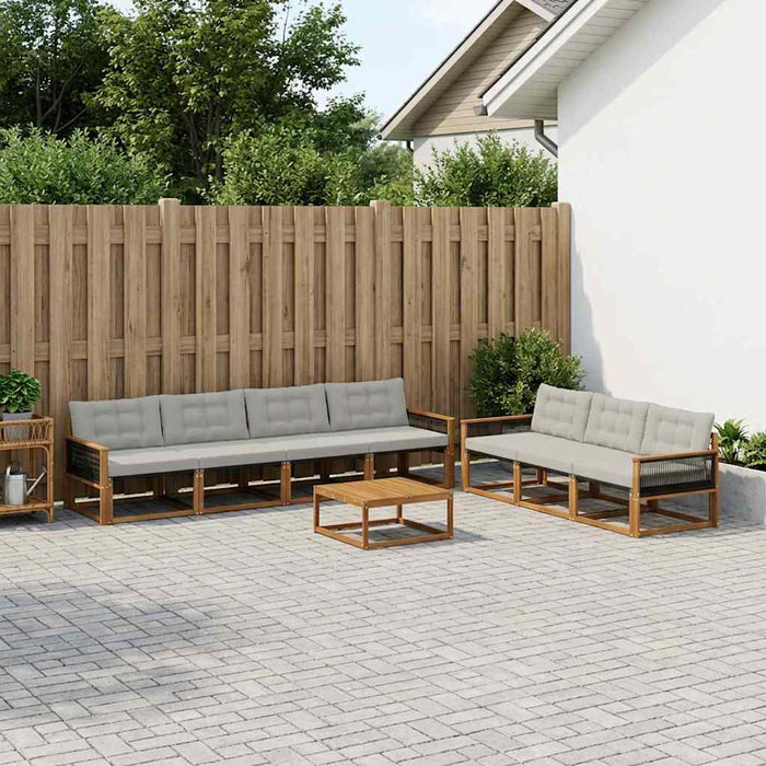 Set de canapele de exterior 8 pcs Natural și gri deschis WALTI