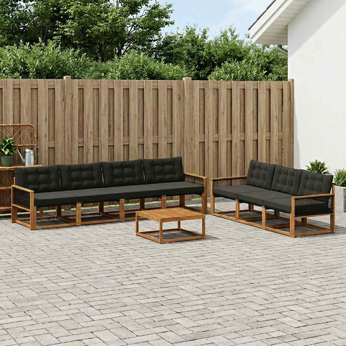 Set de canapele de exterior cu pernă 8 pcs Natural și Negru WALTI