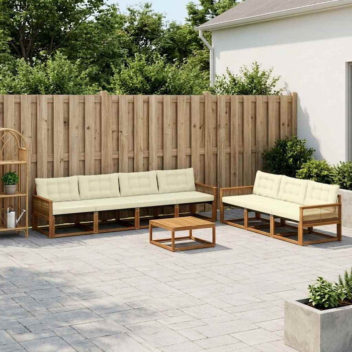 Set de canapele de exterior cu pernă 8 pcs Natural și Crem WALTI