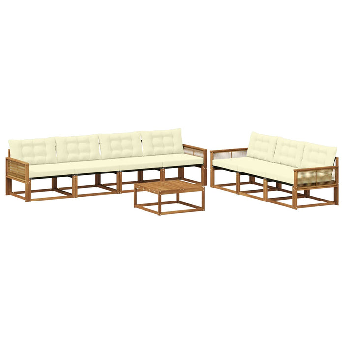 Set de canapele de exterior cu pernă 8 pcs Natural și Crem WALTI
