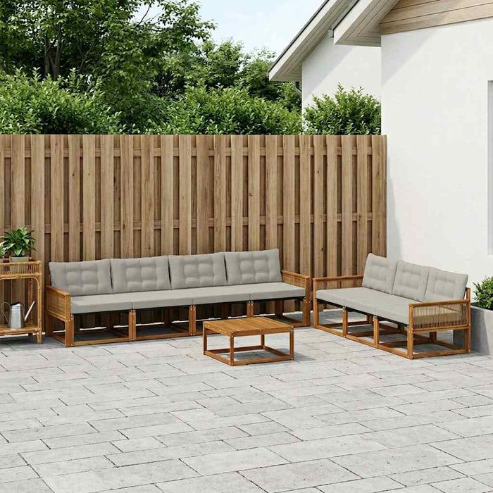 Set de canapele de exterior 8 pcs Natural și gri deschis WALTI