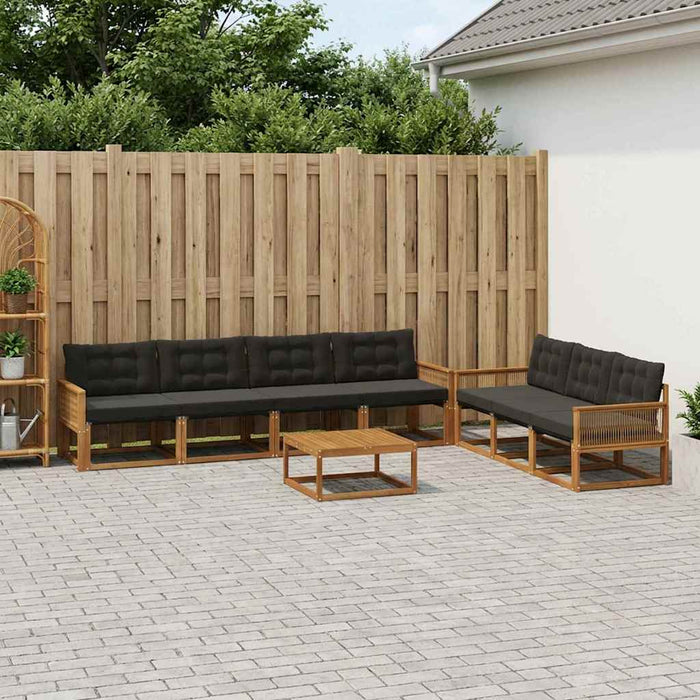 Set de canapele de exterior cu pernă 8 pcs Natural și Negru WALTI