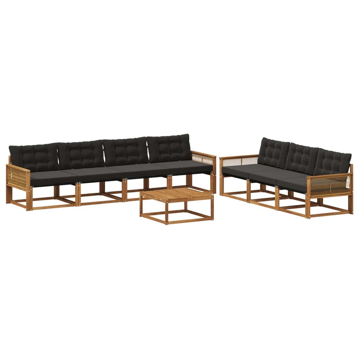 Set de canapele de exterior cu pernă 8 pcs Natural și Negru WALTI