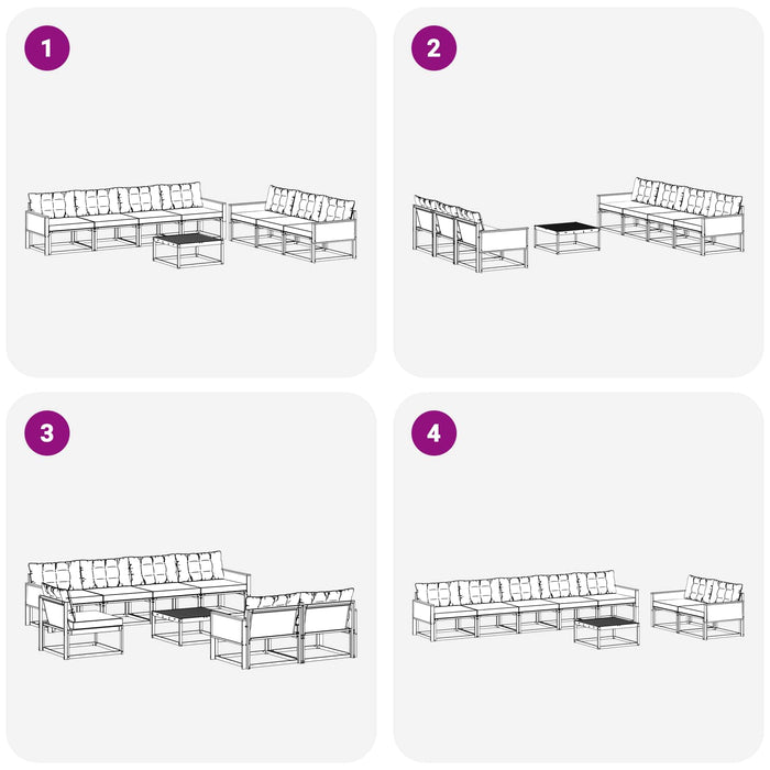 Set de canapele de exterior cu pernă 8 pcs Natural și Negru WALTI