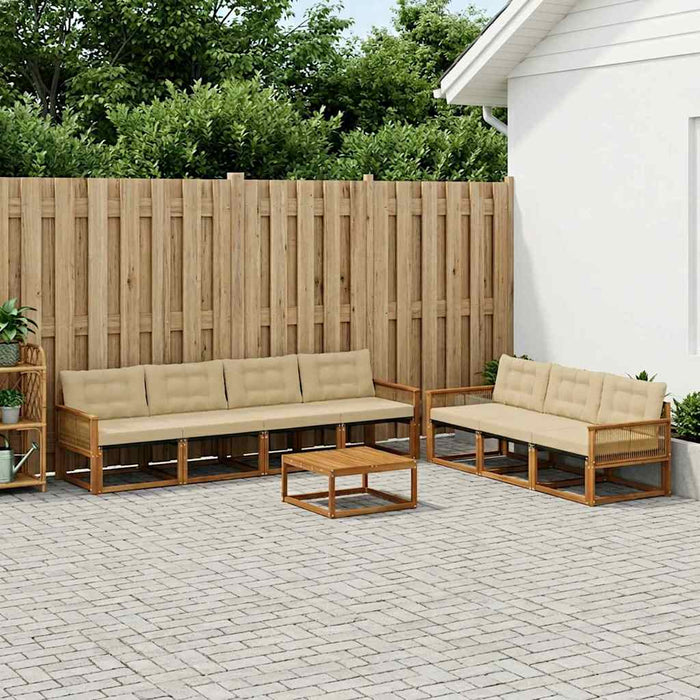 Set de canapele de exterior cu pernă 8 pcs Natural și Bej WALTI