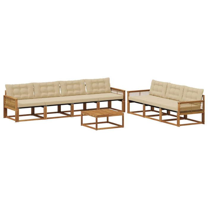 Set de canapele de exterior cu pernă 8 pcs Natural și Bej WALTI